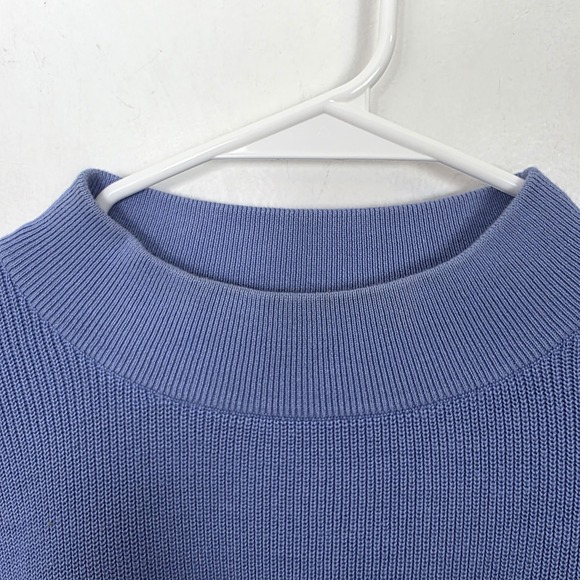 525 America Periwinkle Blue Bell Sleeve Mock Neck Cotton Soft Sweater Size Large - Picture 4 of 9